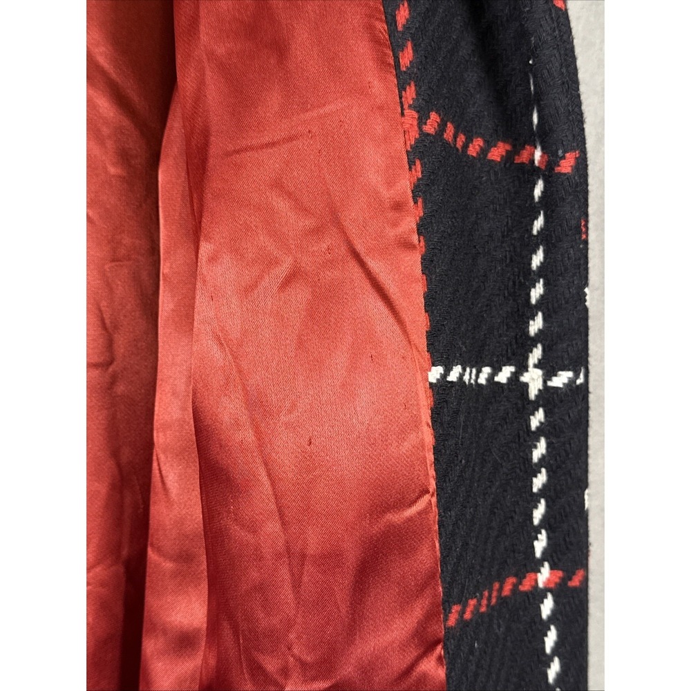 Vintage Lord & Taylor Identity Black Red White Diamond Wool Blend Coat Luxury 6 - Picture 7 of 16